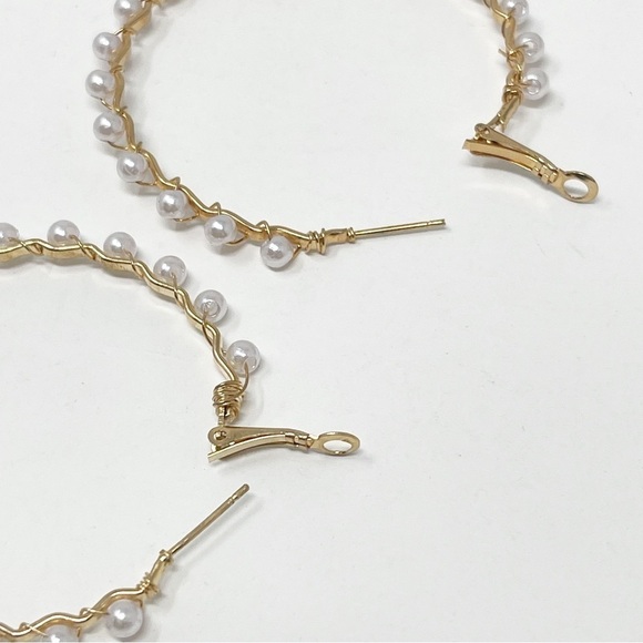 Hoop Pearl Earrings Freshwater Baroque Pearl Vintage Style - Picture 9 of 10